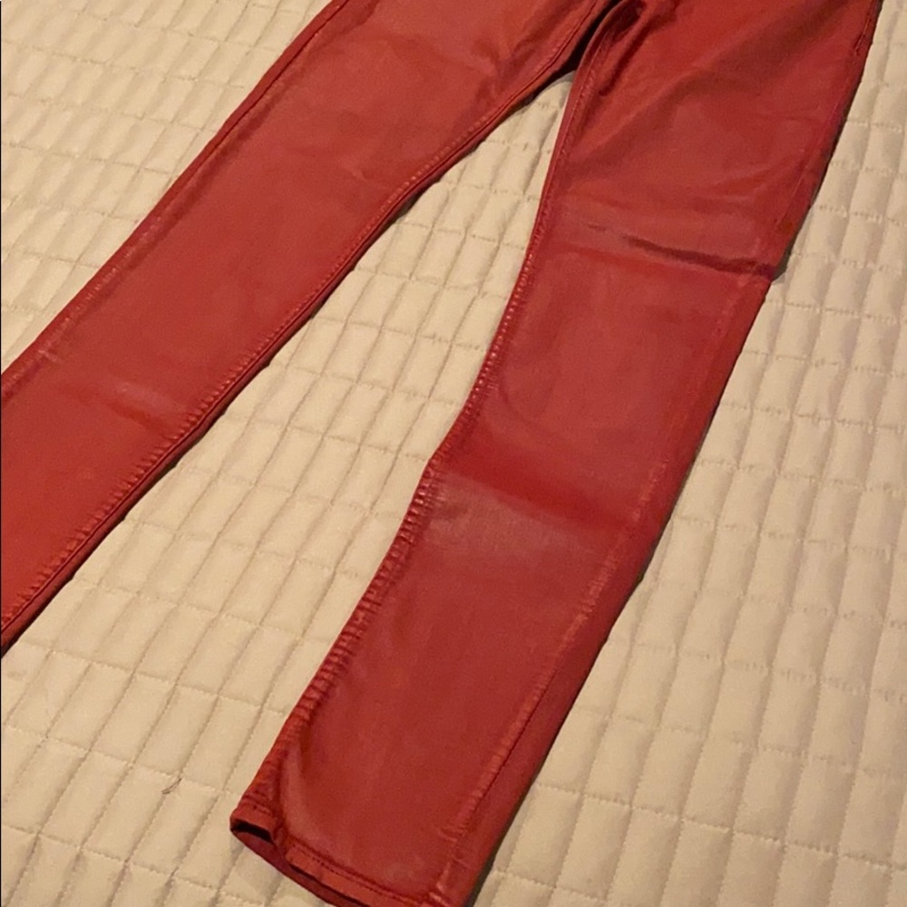 Reiki Red Pleather Jeans Size 27 View 3